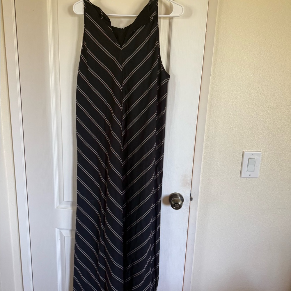 J.Crew Sleeveless Black Striped Maxi Dress